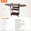 imageVEVOR 3 Tier Movable Heat Press Table Foldable Heat Transfer Machine Stand with Vinyl Roll Holder Heavy Duty Rolling Metal Workbench for DIY Sublimation Transfer Machine and Printer3 Tier  Brown With Charge Station