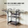 imageVEVOR 3 Tier Movable Heat Press Table Foldable Heat Transfer Machine Stand with Vinyl Roll Holder Heavy Duty Rolling Metal Workbench for DIY Sublimation Transfer Machine and Printer3 Tier  Brown With Charge Station