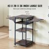 imageVEVOR 3 Tier Movable Heat Press Table Foldable Heat Transfer Machine Stand with Vinyl Roll Holder Heavy Duty Rolling Metal Workbench for DIY Sublimation Transfer Machine and Printer4 Tier  Brown With Charge Station