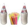 imageVEVOR 300W Ice Crusher 440LBSH with 100 Count 6oz Snow Cone Cups and 100 8quot Neon Spoon Straws