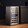 imageVEVOR 32Bottle Wine Cooler Dual Zone ampamp Dual Temperature Wine Fridge Freestanding Refrigerator with Digital Control Tempered Glass Door with UV Protection Red ampamp White Wine Storage for Home Bar33 Bottles
