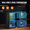 imageVEVOR 32Bottle Wine Cooler Dual Zone ampamp Dual Temperature Wine Fridge Freestanding Refrigerator with Digital Control Tempered Glass Door with UV Protection Red ampamp White Wine Storage for Home Bar32 Bottles