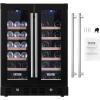 imageVEVOR 32Bottle Wine Cooler Dual Zone ampamp Dual Temperature Wine Fridge Freestanding Refrigerator with Digital Control Tempered Glass Door with UV Protection Red ampamp White Wine Storage for Home Bar78 Cans 20 Bottles