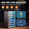 imageVEVOR 32Bottle Wine Cooler Dual Zone ampamp Dual Temperature Wine Fridge Freestanding Refrigerator with Digital Control Tempered Glass Door with UV Protection Red ampamp White Wine Storage for Home Bar33 Bottles