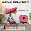 imageVEVOR 3Seat Patio Swing Chair Outdoor Patio Swing with Adjustable Canopy Porch Swing with Armrests Teslin Fabric and Alloy Steel Frame for Balcony Backyard Patio Garden Poolside BrownBurgundy