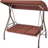 imageVEVOR 3Seat Patio Swing Chair Outdoor Patio Swing with Adjustable Canopy Porch Swing with Armrests Teslin Fabric and Alloy Steel Frame for Balcony Backyard Patio Garden Poolside BrownBrown