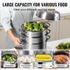 imageVEVOR 3Tier Commercial Food Warmer Display 1200W Food Display Warmer with Light Adjustable Shelf and Temperature Display 86185 Steam Heating 111L for Hamburger Pizza Bread Fried Chicken5Tier Stainless Steel Food Steamer 
