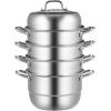 imageVEVOR 3Tier Commercial Food Warmer Display 1200W Food Display Warmer with Light Adjustable Shelf and Temperature Display 86185 Steam Heating 111L for Hamburger Pizza Bread Fried Chicken5Tier Stainless Steel Food Steamer 