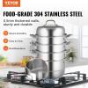 imageVEVOR 3Tier Commercial Food Warmer Display 1200W Food Display Warmer with Light Adjustable Shelf and Temperature Display 86185 Steam Heating 111L for Hamburger Pizza Bread Fried Chicken5Tier Stainless Steel Food Steamer 