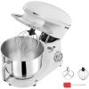 imageVEVOR 3in1 Multifunctional Stand Mixer 6QT Stainless Steel Bowl 660W 6P Speeds Tilthead Food Mixer with Dough Hook Wire Whip Flat Beater Meat Grinder Juice Blender for Baking Mixing Black6 QTWhite