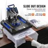 imageVEVOR 5 in 1 Heat Press Machine Heat Transfer Machine with 30 oz Tumbler Press 15 x 15 inch 360 Swing Away TShirt Pressing Fast Even Heating for TShirtsMugsPlatesHats BlackBlue5 in 1 Blue15x1530OZ