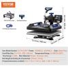 imageVEVOR 5 in 1 Heat Press Machine Heat Transfer Machine with 30 oz Tumbler Press 15 x 15 inch 360 Swing Away TShirt Pressing Fast Even Heating for TShirtsMugsPlatesHats BlackBlue5 in 1 Blue15x1530OZ