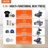 imageVEVOR 5 in 1 Heat Press Machine Heat Transfer Machine with 30 oz Tumbler Press 15 x 15 inch 360 Swing Away TShirt Pressing Fast Even Heating for TShirtsMugsPlatesHats BlackBlue5 in 1 Blue15x1530OZ