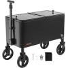 imageVEVOR 80 Quart Rolling Ice Chest Cart with 2Stage Telescopic Pull Handle and 2 Swivel Casters Portable Table Beach Patio Party Bar Cold Drink Beverage Outdoor Park Cart on Wheels Black