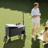 imageVEVOR 80 Quart Rolling Ice Chest Cart with 2Stage Telescopic Pull Handle and 2 Swivel Casters Portable Table Beach Patio Party Bar Cold Drink Beverage Outdoor Park Cart on Wheels Black