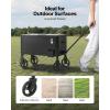 imageVEVOR 80 Quart Rolling Ice Chest Cart with 2Stage Telescopic Pull Handle and 2 Swivel Casters Portable Table Beach Patio Party Bar Cold Drink Beverage Outdoor Park Cart on Wheels Black