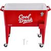 imageVEVOR 80 Quart Rolling Ice Chest Holds up to 50 Bottles  110 Cans Portable Patio Party Bar Drink Cooler Cart with 4 Swivel Casters 2 with Brakes Beverage Cooler Trolley with Bottle Opener Red