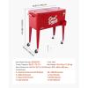 imageVEVOR 80 Quart Rolling Ice Chest Holds up to 50 Bottles  110 Cans Portable Patio Party Bar Drink Cooler Cart with 4 Swivel Casters 2 with Brakes Beverage Cooler Trolley with Bottle Opener Red