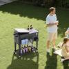 imageVEVOR 80 Quart Rolling Ice Chest Holds up to 50 Bottles  110 Cans Portable Patio Party Bar Drink Cooler Cart with Bottom Shelf Beverage Pool with Side Basket and Bottle Opener Black