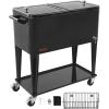 imageVEVOR 80 Quart Rolling Ice Chest Holds up to 50 Bottles  110 Cans Portable Patio Party Bar Drink Cooler Cart with Bottom Shelf Beverage Pool with Side Basket and Bottle Opener Black