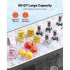 imageVEVOR 80 Quart Rolling Ice Chest Holds up to 50 Bottles  110 Cans Portable Patio Party Bar Drink Cooler Cart with Bottom Shelf Beverage Pool with Side Basket and Bottle Opener Black