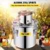 imageVEVOR Alcohol Still 5Gal20L Alcohol Distiller Stainless Steel Distillery Kit for Alcohol with Copper Tube Home Brewing Kit Buildin Thermometer for DIY Whisky Wine Brandy8Gal