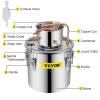 imageVEVOR Alcohol Still 5Gal20L Alcohol Distiller Stainless Steel Distillery Kit for Alcohol with Copper Tube Home Brewing Kit Buildin Thermometer for DIY Whisky Wine Brandy8Gal