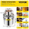 imageVEVOR Alcohol Still 5Gal20L Alcohol Distiller Stainless Steel Distillery Kit for Alcohol with Copper Tube Home Brewing Kit Buildin Thermometer for DIY Whisky Wine Brandy5Gal