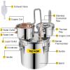 imageVEVOR Alcohol Still 8GAL30L Alcohol Distiller with Thumper Keg Distillery Kit for Alcohol with Copper Tube ampamp Buildin Thermometer ampamp Water Pump5Gal