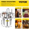 imageVEVOR Alcohol Still 8GAL30L Alcohol Distiller with Thumper Keg Distillery Kit for Alcohol with Copper Tube ampamp Buildin Thermometer ampamp Water Pump8Gal