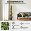 imageVEVOR Artificial Boxwood Spiral Topiary Trees 4ft Tall 2 Pieces Faux Plant Outdoor AllYear Green Fake Plant with Replaceable Leaves for DecorativeIndoorPorchGarden5ft