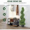 imageVEVOR Artificial Boxwood Spiral Topiary Trees 4ft Tall 2 Pieces Faux Plant Outdoor AllYear Green Fake Plant with Replaceable Leaves for DecorativeIndoorPorchGarden3ft