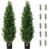 imageVEVOR Artificial Cedar Topiary Tree 48 inch Tall 2 Pieces with Extra Leaves ampamp Pot Faux Evergreen Fake Pine Cypress Trees Plant UV Rated Artificial Greenery Set for Home Decor IndoorOutdoor4ft