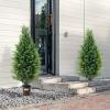 imageVEVOR Artificial Cedar Topiary Tree 48 inch Tall 2 Pieces with Extra Leaves ampamp Pot Faux Evergreen Fake Pine Cypress Trees Plant UV Rated Artificial Greenery Set for Home Decor IndoorOutdoor3ft