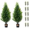 imageVEVOR Artificial Cedar Topiary Tree 48 inch Tall 2 Pieces with Extra Leaves ampamp Pot Faux Evergreen Fake Pine Cypress Trees Plant UV Rated Artificial Greenery Set for Home Decor IndoorOutdoor3ft
