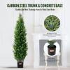 imageVEVOR Artificial Cedar Topiary Tree 48 inch Tall 2 Pieces with Extra Leaves ampamp Pot Faux Evergreen Fake Pine Cypress Trees Plant UV Rated Artificial Greenery Set for Home Decor IndoorOutdoor5ft