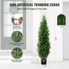 imageVEVOR Artificial Cedar Topiary Tree 48 inch Tall 2 Pieces with Extra Leaves ampamp Pot Faux Evergreen Fake Pine Cypress Trees Plant UV Rated Artificial Greenery Set for Home Decor IndoorOutdoor4ft