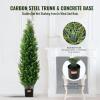 imageVEVOR Artificial Cedar Topiary Tree 48 inch Tall 2 Pieces with Extra Leaves ampamp Pot Faux Evergreen Fake Pine Cypress Trees Plant UV Rated Artificial Greenery Set for Home Decor IndoorOutdoor4ft
