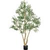imageVEVOR Artificial Olive Tree 5 FT Tall Faux Plant Secure PE Material ampamp AntiTip Tilt Protection LowMaintenance Plant Lifelike Green Fake Potted Tree for Home Office Warehouse Decor Indoor OutdoorMultibranched Type