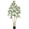 imageVEVOR Artificial Olive Tree 5 FT Tall Faux Plant Secure PE Material ampamp AntiTip Tilt Protection LowMaintenance Plant Lifelike Green Fake Potted Tree for Home Office Warehouse Decor Indoor OutdoorMultibranched Type