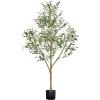imageVEVOR Artificial Olive Tree 5 FT Tall Faux Plant Secure PE Material ampamp AntiTip Tilt Protection LowMaintenance Plant Lifelike Green Fake Potted Tree for Home Office Warehouse Decor Indoor OutdoorMultibranched Type