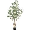 imageVEVOR Artificial Olive Tree 5 FT Tall Faux Plant Secure PE Material ampamp AntiTip Tilt Protection LowMaintenance Plant Lifelike Green Fake Potted Tree for Home Office Warehouse Decor Indoor OutdoorMultibranched Type