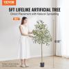 imageVEVOR Artificial Olive Tree 5 FT Tall Faux Plant Secure PE Material ampamp AntiTip Tilt Protection LowMaintenance Plant Lifelike Green Fake Potted Tree for Home Office Warehouse Decor Indoor OutdoorSlender Type
