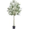imageVEVOR Artificial Olive Tree 5 FT Tall Faux Plant Secure PE Material ampamp AntiTip Tilt Protection LowMaintenance Plant Lifelike Green Fake Potted Tree for Home Office Warehouse Decor Indoor OutdoorSlender Type