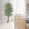 imageVEVOR Artificial Olive Tree 5 FT Tall Faux Plant Secure PE Material ampamp AntiTip Tilt Protection LowMaintenance Plant Lifelike Green Fake Potted Tree for Home Office Warehouse Decor Indoor OutdoorArtificial Ficus Tree