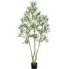 imageVEVOR Artificial Olive Tree 5 FT Tall Faux Plant Secure PE Material ampamp AntiTip Tilt Protection LowMaintenance Plant Lifelike Green Fake Potted Tree for Home Office Warehouse Decor Indoor OutdoorMultibranched Type