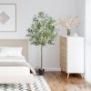 imageVEVOR Artificial Olive Tree 5 FT Tall Faux Plant Secure PE Material ampamp AntiTip Tilt Protection LowMaintenance Plant Lifelike Green Fake Potted Tree for Home Office Warehouse Decor Indoor OutdoorSlender Type