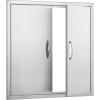 imageVEVOR BBQ Access Door 24W x 24H Inch Double Outdoor Kitchen Stainless Steel Flush Mount Door Double Wall Vertical with Handles and Hooks for BBQ Island Grilling Station Outside Cabinet31W x 31H