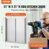imageVEVOR BBQ Access Door 24W x 24H Inch Double Outdoor Kitchen Stainless Steel Flush Mount Door Double Wall Vertical with Handles and Hooks for BBQ Island Grilling Station Outside Cabinet31W x 31H