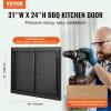 imageVEVOR BBQ Access Door 24W x 24H Inch Double Outdoor Kitchen Stainless Steel Flush Mount Door Double Wall Vertical with Handles and Hooks for BBQ Island Grilling Station Outside Cabinet31W x 24HBlack